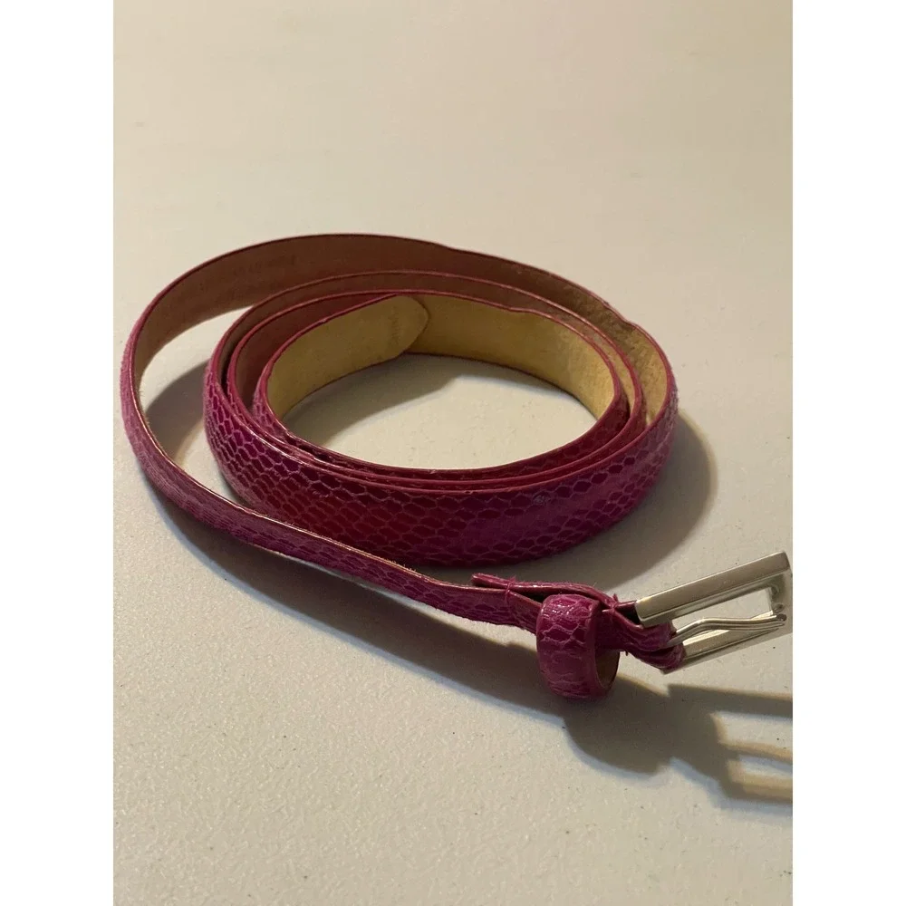 Skinny Belt Women 18/20 Pink Snakeskin Embossed‎ Leather